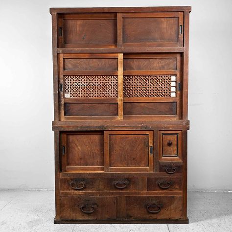 Listed on VNTG.com: Traditional Japanese Tansu Storage Cabinet, 1920s | #vntg #vintage Japanese Furniture Traditional, Kyoto House, Japan Furniture, Japanese Chair, Japanese Cabinet, Traditional Japanese House, Decorative Furniture, House Vibes, Japanese Woodworking