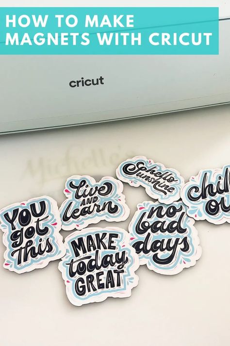 Cricut Joy Magnets, How To Make Magnets Diy, Diy Name Magnets, Cricut Projects For Parties, Cricut Magnet Ideas, Cricut Magnets How To Make, Make Magnets With Cricut, Cricut Fridge Magnets, Magnet Sheets Ideas