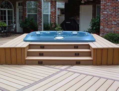 Top 80 Best Hot Tub Deck Ideas - Relaxing Backyard Designs Hotub Ideas, Whirlpool Deck, Hot Tub Deck Design, Outdoor Spas Hot Tubs, Sunken Hot Tub, Hot Tub Landscaping, Tub Deck, Hot Tub Surround, Tub Design