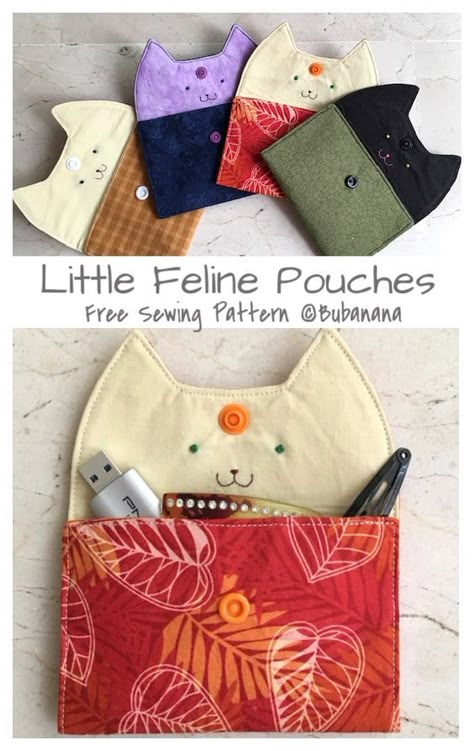 Free Printable Sewing Patterns Crafty Staci, Small Pouches Diy Purse Tutorial, Sewing Projects With Knit Fabric, Cute Felt Sewing Projects, Useful Fabric Projects, Useful Sewn Gifts, Cat Zipper Pouch Pattern, Easy Quick Sewing Projects Simple, Free Patterns For Small Sewing Projects