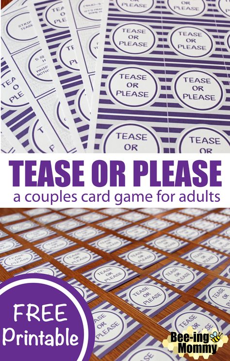 Tease or Please a couples card game for adults (18+) to help spice things up in the bedroom. homemade card game, Anniversary, Valentine's Day gift idea Valentines Games For Couples, Games For Married Couples, Fun Couple Games, Adult Card Games, Couples Game Night, Anniversary Games, Date Night Games, Board Games For Couples, Relationship Games