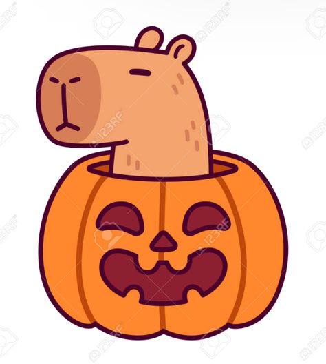 Slay Pumpkin Kawaii, Cute Halloween Drawings, Cartoon Capybara, Drawing Funny, Illustration Mignonne, Halloween Drawings, Halloween Stickers, Halloween Wallpaper, Digital Sticker