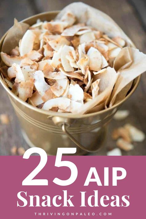 25 AIP Snack ideas – most don't require cooking and are simple to find in any grocery store. Snacking on the Autoimmune Protocol shouldn't have to be hard! Snacking while on the AIP diet… It's not as easy as running over to your local bakery and picking up a muffin and a latte, but that doesn't mean there aren't a ton of options. Aip Snacks, Autoimmune Diet Recipes, Aip Diet Recipes, Aip Snack, Paleo Recipes Snacks, Stevia Recipes, Whole30 Vegan, Aip Breakfast, Crunchy Snacks