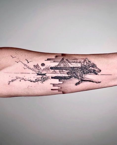 Wolf Pack Tattoo, Lone Wolf Tattoo, Geometric Wolf Tattoo, Small Wolf Tattoo, Wolf Tattoos Men, Tattoo 2024, Hunting Tattoos, Totem Tattoo, Tattoo Wolf