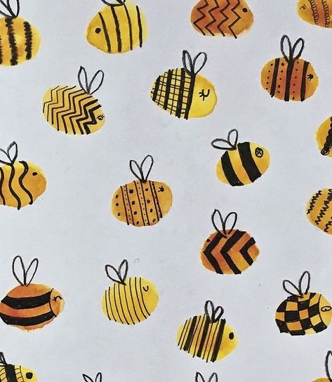 Drawings Of Bees, 365 Days Of Art, Inspiration Crafts, Arte Doodle, Watercolour And Ink, My Sketchbook, Bee Art, Easy Watercolor, Watercolor Cards