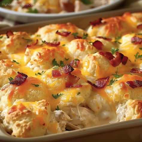 Chicken Bubble Biscuit Bake Casserole Recipe - My Home Made Recipe Chicken Biscuit Bubble Bake, Chicken Bacon Ranch Bubble Up Bake, Chicken Bubble Bake Biscuit Casserole, Bubble Chicken Casserole, Chicken Pot Pie Bubble Up Casserole, Chicken Bubble Biscuit Bake Casserole, Chicken Bubble Up Bake, Casserole Recipes For Dinner Healthy, Chicken And Biscuit Bake