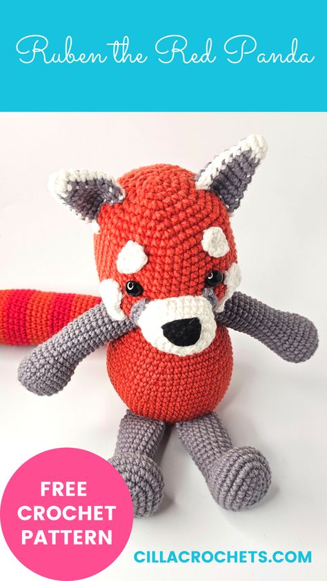 Create your own Ruben the Red Panda with this free crochet pattern! 🐼 Perfect for intermediate crocheters, this amigurumi design was inspired by the 2022 Amigurumi.com design contest. Grab your aran/worsted weight yarn and 3.5mm hook to bring this adorable endangered animal to life. #FreeCrochetPattern #RedPanda #Amigurumi Red Panda Crochet, Red Panda Pattern, Panda Crochet Pattern, Diy Crochet Amigurumi, Panda Pattern, Yarn Tail, Online Pattern, Red Panda, Love Crochet