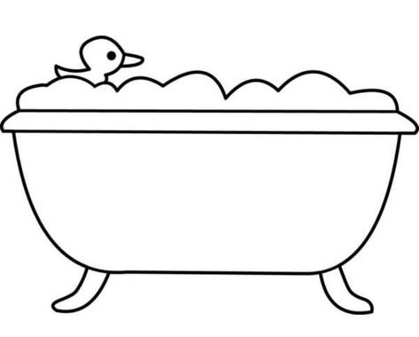 Rubber Duck In The Tub coloring page Black And White Bathtub, Bathtub With Bubbles, Duck Outline, White Bathtub, 3d Pen Art, Colouring Printables, 3d Pen, Pencil Eraser, Preschool Themes