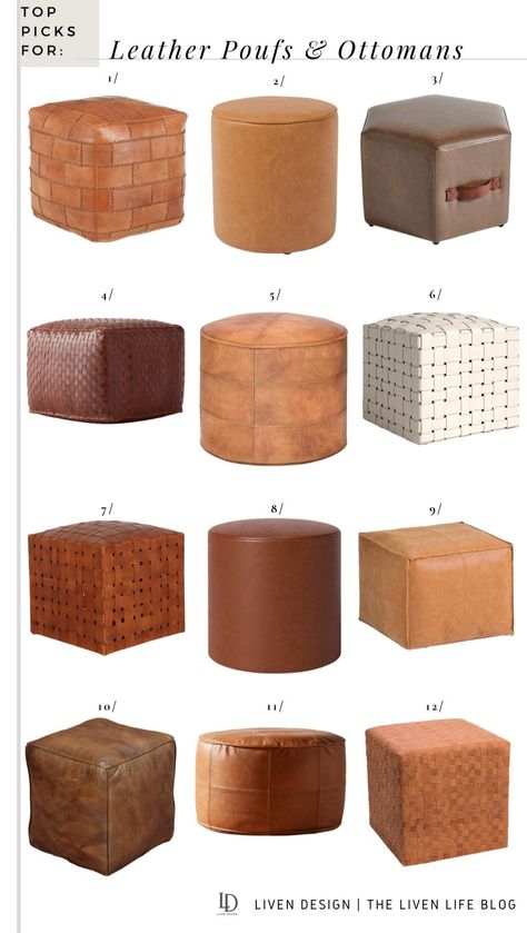 Small Leather Ottoman Stool, Faux Leather Ottoman Pouf, Small Sectional With Ottoman, Small Round Leather Ottoman, Leather Cube Ottoman, Living Room With Ottoman Seating, Woven Leather Ottoman, Small Leather Ottoman, Brown Ottoman Living Room