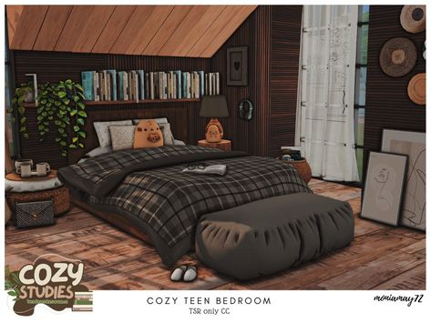 The Sims Resource - Cozy Teen Bedroom TSR only CC Sims 4 Teenage Bedroom, Sims4 Bedroom Cc, Sims 4 Teen Bedroom Cc, Sims 4 Cc Beds, Sims 4 Teen Bedroom, Bedroom Sims 4 Cc, Sims 4 Cc Bedroom, Sims 4 Bedroom Cc, Cozy Teen Bedroom