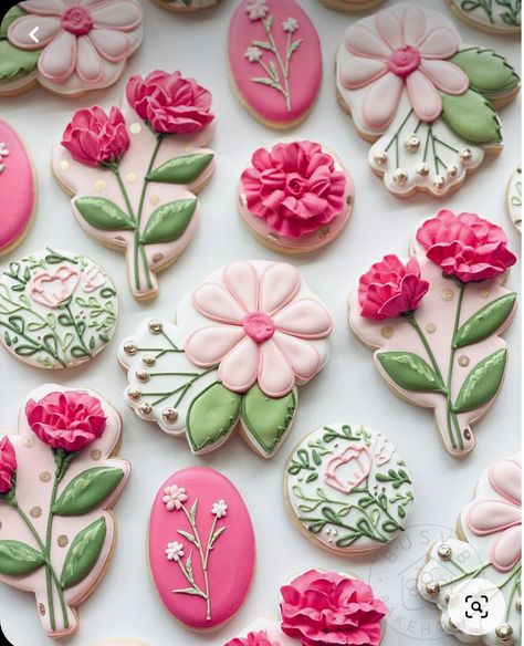 Easy Flower Cookies Royal Icing, Flower Cutout Cookies, Arbonne Cookies, Flower Icing Cookies, Flower Baby Shower Cookies, Thank You Cookies Decorated, Flower Birthday Cookies, Pink Flower Cookies, Flower Sugar Cookies Decorated