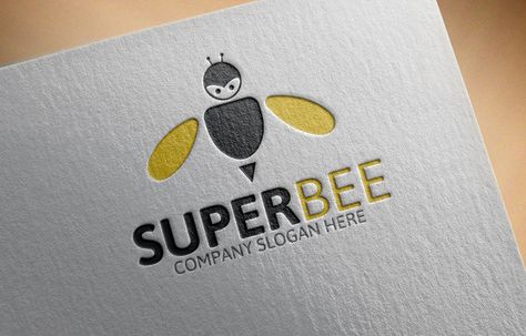 Super Bee Logo by Josuf Media on Creative Market Logo Bee, Honey Logo, Animal Logos, Bee Logo, Brain Logo, Photoshop Tutorial Photo Editing, Typography Poster Design, Bee Art, Bee Print