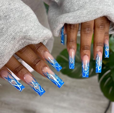 Posted by Zoe Scott: Welcome to the vibrant world of blue nail designs, the trendsetter of 2024! This post explores 50 stunning shades and styles, from deep navy to gentle... Blue And White Nail Ideas, Blue Acrylic Nail Designs, Blue And White Nail, Baby Blue Acrylic Nails, Cobalt Blue Nails, White Nail Ideas, Blue Nail Ideas, Blue And White Nails, Royal Blue Nails