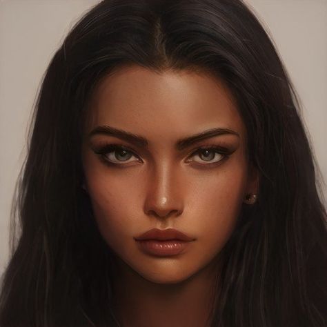 Artbreeder Portraits, Character Inspiration Girl, Female Character Inspiration, Digital Portrait Art, Bold Makeup, Face Characters, Face Photography, Brunette Girl, Girls Characters