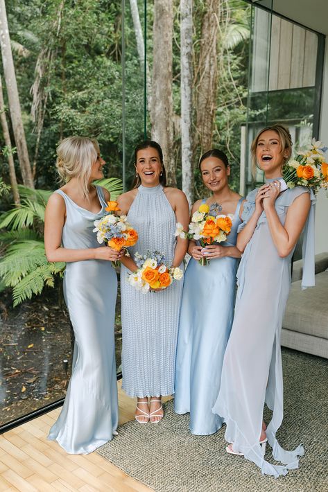 Bridesmaids Same Color Different Dress, Different Shaded Blue Bridesmaid Dresses, Less Formal Bridesmaid Dresses, Bermuda Bridesmaid Dresses, Tropical Color Bridesmaid Dresses, Pastel Yellow And Blue Wedding Bridesmaid Dresses, Florida Bridesmaid Dresses, Blue Mix Bridesmaid Dresses, Light Blue And Yellow Bridesmaid Dresses