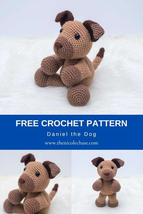 Free Dog Crochet Pattern - Amigurumi Dog Aussie Crochet Pattern, Crochet Great Dane Pattern, Australian Shepherd Crochet Pattern, Crochet Dog Pattern Free, Labrador Crochet Pattern, Free Crochet Dog Patterns, Amiguri Patterns, Nicole Chase, Diy Crochet Amigurumi