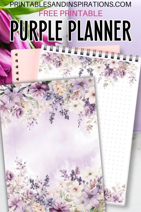 Free Printable Purple Planner Pages For Any Year - Printables and Inspirations Free Printable Journal Pages, A5 Planner Printables Free, Purple Calendar, Calendar Bullet Journal, Purple Planner, Free Printable Monthly Planner, Happy Planner Free Printable, A5 Planner Printables, Book Printables