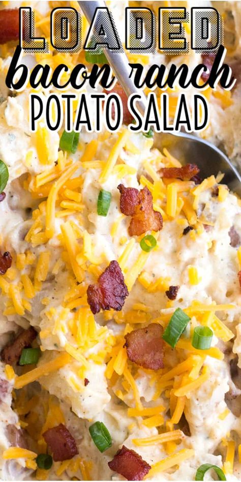 Loaded Potato Salad With Egg, Easy Camping Side Dishes Make Ahead, Loaded Ranch Potato Salad, Cowboy Potato Salad, Cookout Food Ideas Side Dishes, Reunion Side Dishes, Best Cookout Food, Sides For Barbeque, Labor Day Side Dish Recipes