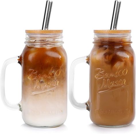 Mason Jars With Handles, Mason Jar Mugs, Mason Jar Cups, Hydration Station, Drinking Jars, Coffee Jars, Smoothie Cup, Reusable Cups, Iced Coffee Cup