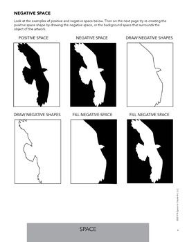 Element of Space - Free Negative Space Drawing Activity Worksheets Positive And Negative Space Painting, Drawing Negative Space, Negative Space Drawing Ideas, Negative And Positive Space Art, Perspective Theory, Positive Negative Space Art, Negative Space Art Lesson, Positive And Negative Space Art, Draping Project