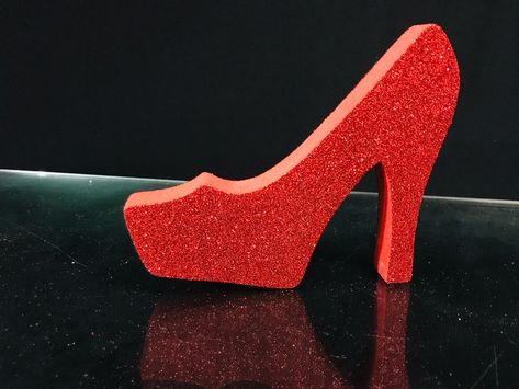 Red high heel shoe centerpiecestyrofoam shoecut out | Etsy High Heel Shoe Centerpiece, Basketball Party Decorations, Paper Shoes, Wedding Anniversary Decorations, Red High Heel Shoes, Red Bottom Shoes, 70th Birthday Parties, Shopping Party, Red High Heels