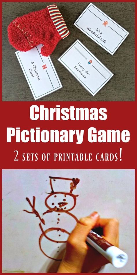 Printable clues for Christmas Pictionary -- holiday movies & favorite Christmas traditions for players to draw!  Fun party game for kids, tweens, teens and adults! Christmas Pictunary Game, Winter Pictionary For Kids, Pictonary Ideas Christmas, Christmas Pictionary For Kids, Christmas Games For High School Students, Christmas Pictionary For Adults, Christmas Pictionary Game Free Printable, Pictionary Ideas For Kids, Charades List