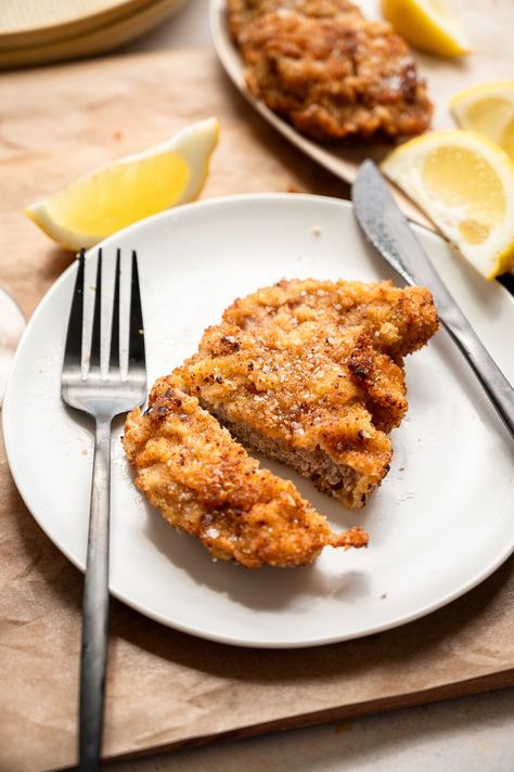 Weiner Schnitzel Recipe, Weiner Schnitzel, Schnitzel Recipe, Schnitzel Recipes, Veal Cutlet, Wiener Schnitzel, Hot Dog Stand, Pork Dishes, Wiener