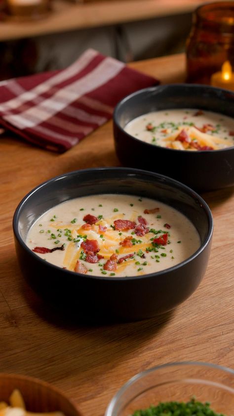 Bacon And Potato Soup, Loaded Baked Potato Soup Recipe, Baked Potato Soup Recipe, Loaded Potato Soup, Gold Potatoes, Loaded Baked Potato Soup, Loaded Baked Potato, Baked Potato Soup, Crowd Pleasing Recipes