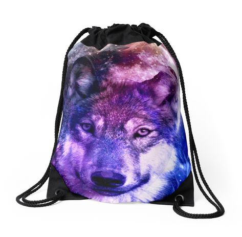 Fully lined durable bag with soft drawcord that’s easy on your shoulders. Long-lasting and vivid sublimation prints on both sides. Unleash the wild within with our mystical wolf t-shirt design. Featuring a stunning wolf's face in front of a galaxy backdrop, with elements of space and galaxies this design is perfect for any space or nature lover. Wolf Backpack, Moon And Galaxy, Galaxy Backdrop, Wolf Bag, Galaxy Wolf, Mystical Wolf, Wolf Face, Alpha Wolf, Wolf Shirt