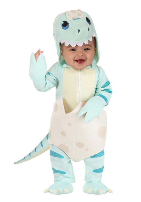 PRICES MAY VARY. Size: 9/12 Months Jurassic Delight: Transport your baby to the prehistoric era with this Infant Hatching Dinosaur Costume! Crafted from plush velour fabric and fiberfill stuffing, this outfit is not only adorable but also cozy for all-day wear. Let your little one unleash their inner dino and make heads turn at any Halloween event or photo shoot. Watch as your baby hatches into a cuddly and fierce dinosaur right before your eyes! Easy Dress-Up: The front zipper on the jumpsuit m Halloween Baby Boy Costumes, 12 Month Halloween Costume, Family Dinasour Costumes, Homemade Dinosaur Costume, Babys First Halloween Costumes, Family Dinosaur Halloween Costumes, 10 Month Old Halloween Costume, 1st Halloween Costumes Boy, Toddler And Baby Halloween Costumes