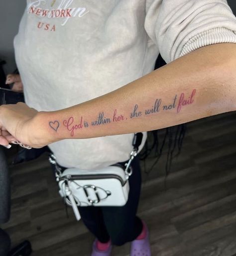 Quotes On Forearm Tattoo, Cute Tattoos For Black Women On Arm, Four Arm Tattoos For Women Quotes, Small Arm Tattoos For Black Women, Small Tattoos Black Women Arm, Word Tattoos On Arm For Women, Back Side Of Arm Tattoo Women, Word Tats For Women, Shaded Arm Tattoos For Women