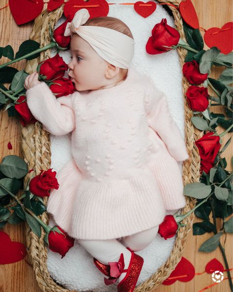 Baby Valentine’s Outfit. Baby Valentine’s photoshoot. Baby February pictures. Baby February photo shoot. Baby heart sweater dress. Valentines Day Baby Milestone Pictures, 4 Month Baby Valentines Photoshoot, February Baby Pictures Ideas, Baby February Photo Ideas, Valentine Kids Photoshoot Ideas, February Baby Photoshoot Ideas, February Baby Pictures, Valentine’s Day Baby Photos, Valentine's Baby Photo Shoot