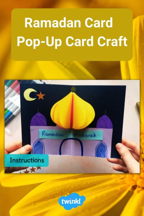 Fun Ramadan craft activity for children. Students can make this beautiful pop-up card and give it to their friends and teachers to wish them a meaningful Ramadan or Selamat Hari Raya, or use as a decoration. Hari Raya Craft, Raya Craft, Ramadan Craft, Paper Birthday Cards, Lantern Craft, Ramadan Activities, Ramadan Crafts, Eid Decoration, Summer Crafts For Kids