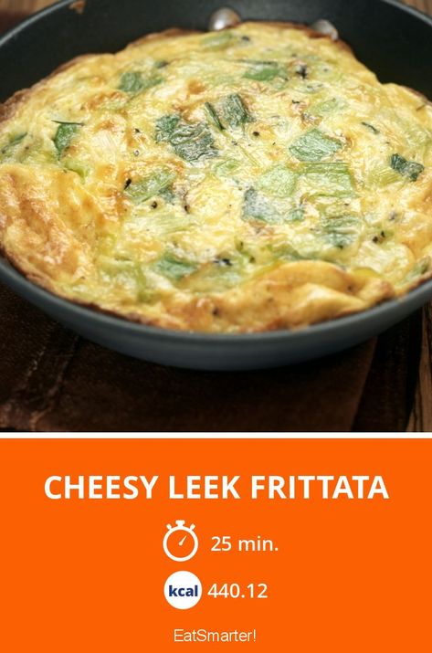 Cheesy Leek Frittata - 485 kcal - quick recipe - simple dish - So healthy is the recipe: 79.0/10 | A recipe idea by EAT SMARTER | Eggs, Italian, Cheese, Onion, low-carb, low-carb, Frittata, low-carb #omelet #healthyrecipes Leek Frittata, Cheesy Leeks, Onion Leeks, Leek Recipes, Frittata Recipe, Frittata Recipes, Italian Cheese, Recipe Simple, Eat Smart