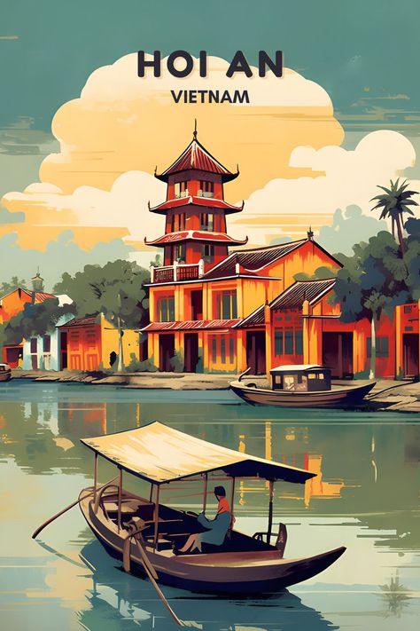 Looking for the perfect retro travel wall art for your home decor? This is the perfect decoration for your office. Click to shop these retro travel wall art and browse many more different locations and encouraging gifts for friend ! Vietnam Artwork, Vietnam Art Design, Encouraging Gifts, Vietnam Destinations, Hoi An Vietnam, Vietnam Art, Gifts For Friend, Posca Art, Digital Art Beginner