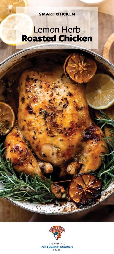 Lemon Herb Roasted Chicken is a comforting, delicious chicken dinner! A whole chicken is roasted together with fresh lemons, herbs and seasonings for a juicy, flavorful chicken recipe. Each bite is loaded full of flavor! Ingredients (1) 4-5 pound Smart Chicken whole chicken 1 onion, cut into 2-inch pieces 3 lemons, halved 8 oz fresh rosemary sprigs 4 tablespoons butter, softened 2 teaspoons seasoned salt 1 tablespoon fresh thyme, chopped 1 tablespoon garlic, chopped Christmas Chicken Recipes, Lemon Herb Roasted Chicken, Chicken Whole, Malibu Rising, Roast Chicken Dinner, Juicy Baked Chicken, Delicious Chicken Dinners, Chicken Roasted, Whole Chicken Recipes