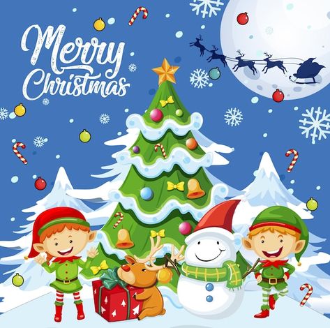 Merry christmas poster design with elves... | Free Vector #Freepik #freevector #christmas-board #christmas-kids #elf #christmas-snowman Draw Your Group, Christmas Poster Design, Merry Christmas Poster, Happy Christmas Day, Elf Christmas Tree, Happy Merry Christmas, Merry Christmas Santa, Halloween Illustration, Christmas Poster