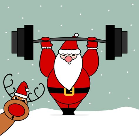 santa claus with barbell in the snow with reindeer on Behance Christmas Paintings On Windows, 2022 Ornaments, Holidays Illustration, Cute Cartoon Christmas, Santa Claus Pictures, Christmas Sketch, Christmas Window Painting, Santa Claus Images, Gym Wallpaper