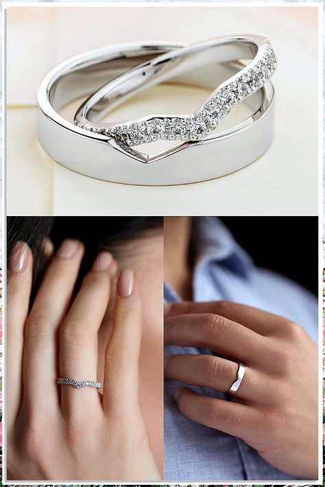 The perfect wedding ring set - now on Amazon! Wedding Rings With Diamonds, Rings With Diamonds, خواتم خطوبة, Wedding Rings Sets His And Hers, Couple Ring Design, Engagement Rings Couple, Marriage Ring, Matching Wedding Rings, Her Ring