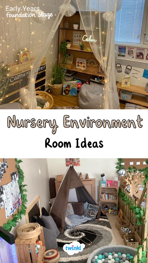 Preschool room layout. Calm corner and nursery baby room chill area. Thanks to Catherine Lane & Your Nursery Limited Nursery Room Set Up Ideas In Childcare, Nursery Room Childcare Ideas, Calm Area Eyfs, Reception Reading Corner, Nursery Ideas Childcare, Calming Area In Classroom Ideas, Calm Corner Preschool, Reading Area Eyfs Book Corners, School Nurture Room Ideas