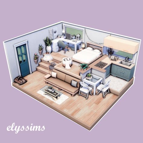 Sims 4 One Room House, Sims Household Ideas, Sims Home Design, Sims Room Design, Sims 4 House Download With Cc, Sims 4 Aesthetic Bedroom Cc, Sims 4 Decorating Ideas, Sims 4 Big Bedroom Ideas, Sims 4 Houses Ideas Layout Base Game