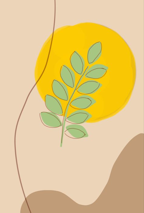 Like background with a yellow Circle and a drawing of green leaves Tweek Aesthetic, Yellow And Green Aesthetic, Green And Yellow Aesthetic, Aesthetic Natural, Uni Room, Year Book, Simple Iphone Wallpaper, Green Earth, Natural Background