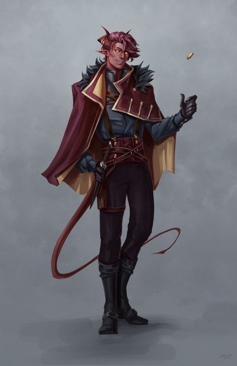 Tiefling Circus, Circus Character Design Male, Dnd Casino, Dnd Circus Character, Rogue Character Art, Tiefling Character Art, Swashbuckler Rogue, Tiefling Rogue, Dnd Tiefling