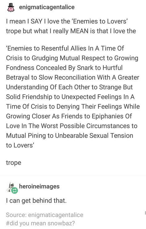 Seth/Andrea Who Did This To You Trope Books, Enemies To Lovers Trope, Otp Prompts, Writing Humor, Captive Prince, Writing Memes, Dialogue Prompts, Enemies To Lovers, Writing Inspiration Prompts