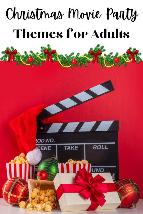 If holiday movies are your jam, you'll love these Christmas Movie Party Themes for Adults! There are food, drink, and even some game ideas to go along with some of the most popular Christmas movies among adults! Christmas Movies Theme Party, Christmas Movie Themed Drinks, Christmas Movie Decorating Ideas, White Christmas Movie Party, Christmas Movies Party, Christmas Movie Theme Party, Christmas Movie Themed Dinner, Christmas Movie Party Ideas, Christmas Party Themes For Adults