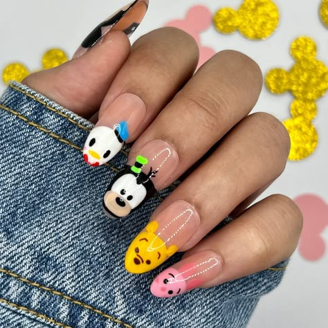 Disney Tsum Tsum Press on Nails Disney Nails Disneyworld Glue on Nails Fake Nails Short Nails Gifts for Her Vacation Nails - Etsy Disney Themed Nails, Spongebob Nails, Disney Princess Nails, Disneyland Nails, California Nails, Cartoon Nail Designs, Nails Disney, Disney Inspired Nails, Disney Acrylic Nails