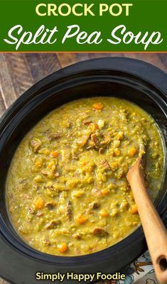 Crock Pot Split Pea Soup, Pea Soup Crockpot, Split Pea Soup Slow Cooker, Slow Cooker Split Pea Soup, Split Pea Soup Crockpot, Split Pea Soup With Ham, Pea Soup With Ham, Soup With Ham, Pea Soup Recipe