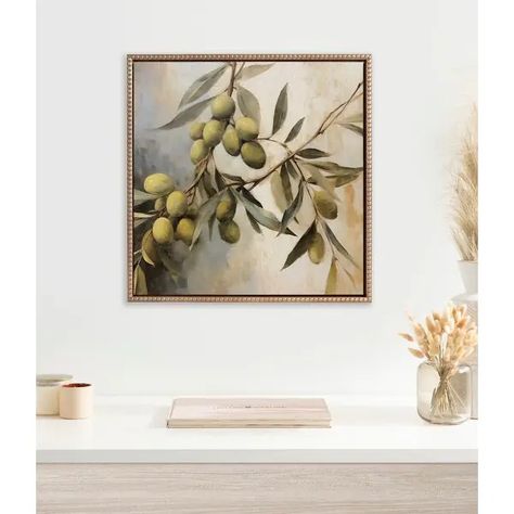 Kate and Laurel Sylvie Beaded Olive Tree Framed Canvas by The Creative Bunch Studio - Bed Bath & Beyond - 40488392 Olive Tree Art, Roman Decor, Olive Tree Painting, Wall Art Decor Bedroom, Antique Wall Decor, Natural Branches, Wall Frame Set, Bead Frame, Collage Picture Frames