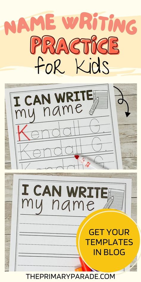 Writing Practice Kindergarten, Preschool Name Tags, Writing Practice For Kids, Writing Practice Preschool, Name Activities Preschool, Write My Name, Teaching Preschoolers, Name Writing Practice, Preschool Names