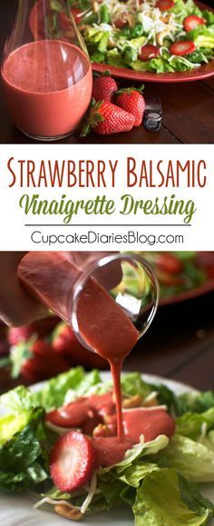 Strawberry Balsamic Vinaigrette Dressing - This creamy salad dressing tastes like it came from a restaurant! Perfect for a dinner party or summer salad. Strawberry Balsamic Dressing, Balsamic Vinaigrette Dressing Recipe, Creamy Salad, Vinaigrette Dressing Recipe, Strawberry Vinaigrette, Balsamic Vinaigrette Dressing, Creamy Salad Dressing, Strawberry Balsamic, Salad Dressing Recipes Homemade